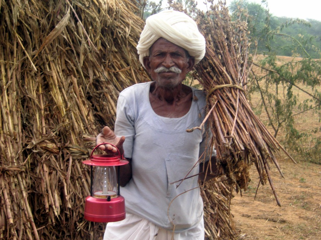 Arjun Lal takes his solar lantern with him everywhere