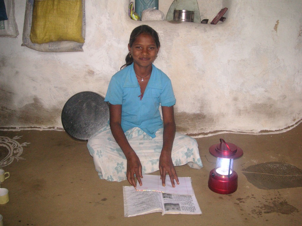 Seema with her new solar lantern