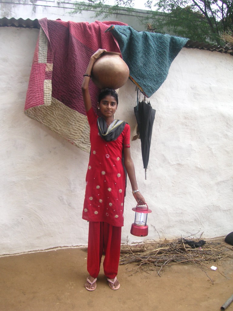 Madhu with her new Solar Lantern